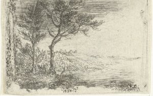 Landschaft mit zwei Bäumen
