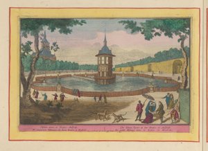 Kleiner Teich in den Gärten des Palacio del Buen Retiro in Madrid von Pieter van den Berge