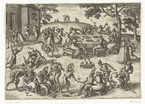 Bankett im Freien, Affenspiel (Serientitel) von Pieter van der Borcht (I)