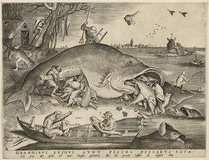 Großer Fisch frisst kleinen Fisch