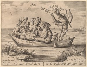 Die Blau Schuyte (Das Narrenschiff) von Pieter van der Heyden after Hieronymus Bosch