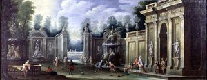 Architektonische Capriccio mit Figuren