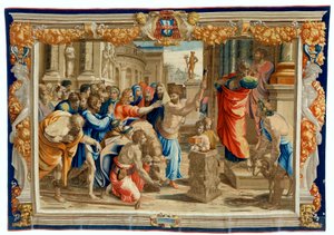 Wandteppich aus dem 17. Jahrhundert, der das Opfer von Lystra darstellt