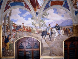 Victor Emanuel II trifft Giuseppe Garibaldi in Teano von Pietro Aldi