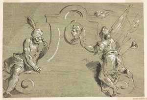 Entwurf für einen Teil einer gemalten Dekoration von Pietro Antonio Novelli