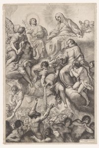 Maria, Josef und Antonius von Padua als Fürsprecher für Seelen im Fegefeuer von Pietro Antonio de Pietri
