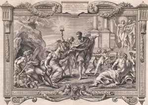 Annibale Carracci stellt Apollo und Minerva die Malerei vor, 1674 von Pietro Aquila