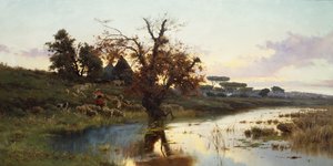 Herde bei Sonnenuntergang von Pietro Barucci