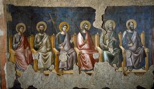Das Jüngste Gericht: (Detail) der Apostel (Fresko)