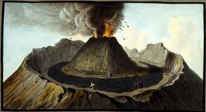 Der ausbrechende Vesuv. Diese Gouache wurde von Pierre Fabris auf Wunsch von Sir William Hamilton, englischer Botschafter in Neapel, angefertigt von Pietro Fabris