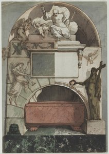 Entwurf für ein Fresko eines Künstlergrabes in der Certosa von Bologna (Recto) von Pietro Fancelli