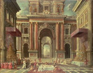 Großartiges Fest im Hof eines Barockpalastes von Pietro Francesco Garoli