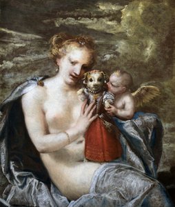 Venus, Amor und kleiner Hund als Kind verkleidet von Pietro Liberi