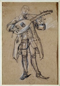 Ein Gitarrist (Gitarrenspieler) Zeichnung von Pietro Longhi (1702-1785) Venedig, Museo Correr