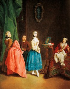 Dame bei der Schneiderin, von Pietro Longhi (1701-1785)