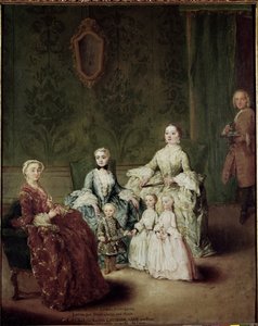 Porträt der Familie Sagredo. Gemälde von Pietro Longhi von Pietro Longhi