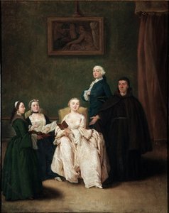 Besuch des Mönchs bei der Aristokratenfamilie. Gemälde von Pietro Longhi