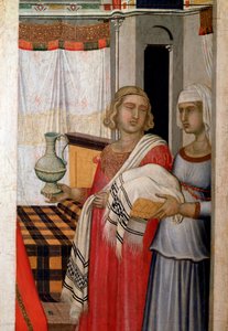 Geburt der Jungfrau (Detail) von Pietro Lorenzetti