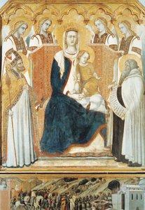 Madonna mit Engeln und Heiligen von Pietro Lorenzetti