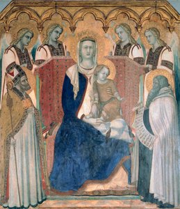 Madonna und Kind, Heilige und Engel von Pietro Lorenzetti