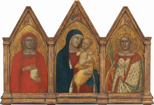 Madonna und Kind mit dem segnenden Christus und den Heiligen Maria Magdalena und ..., wahrscheinlich 1340