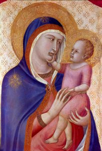 Madonna in Herrlichkeit. Detail der Jungfrau mit dem Kind in Majestät zwischen Engeln. Tempera auf Holz von Pietro Lorenzetti (1280-1348) 1340 von Pietro Lorenzetti