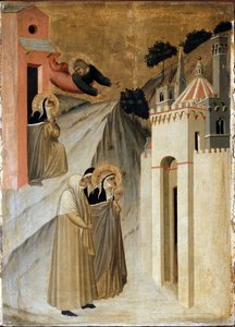 Heilige Demut kommt in Florenz an (Detail) von Pietro Lorenzetti