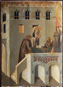 Der Heilige heilt den Fuß eines Mönchs (Polyptychon des Lebens der Heiligen Demut)