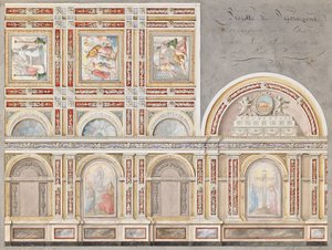 Studie des Freskos von Giacomo Cordella im Inneren der Chiesa della Pieta, Fermo von Pietro Lucchini