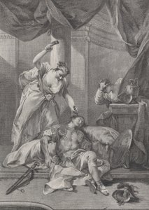 Jael schlägt einen Zeltpflock in die Schläfe des schlafenden Sisera