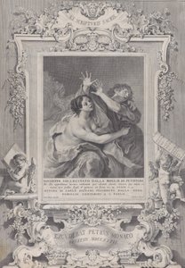 Joseph und Potiphars Frau, in einem verzierten Rahmen, 1739 von Pietro Monaco