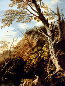 Waldlandschaft mit einem Einsiedler von Pietro Montanini