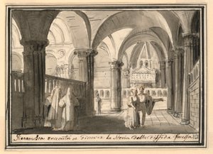 Bühnenbild, Innenraum einer Kirche von Pietro Narducci