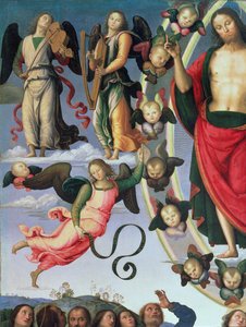 Die Himmelfahrt Christi, Detail (Christus und musizierende Engel)