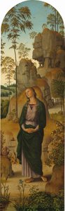 Die Kreuzigung mit der Jungfrau, dem Heiligen Johannes, dem Heiligen Hieronymus und der Heiligen Maria Magdalena von Pietro Perugino