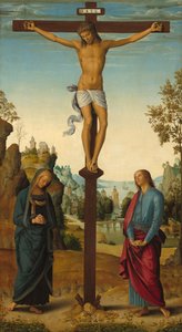 Die Kreuzigung mit der Jungfrau, dem Heiligen Johannes, dem Heiligen Hieronymus und der Heiligen Maria Magdalena [Mittelteil] von Pietro Perugino