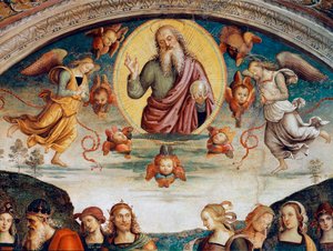 Der Herr umgeben von Prophezeiungen und Sibyllen (Detail) von Pietro Perugino