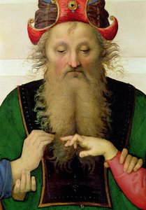 Die Vermählung der Jungfrau, Detail (Hohepriester) von Pietro Perugino