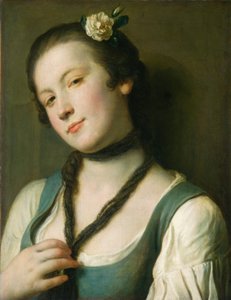 Ein Mädchen mit einer Blume im Haar von Pietro Antonio Rotari