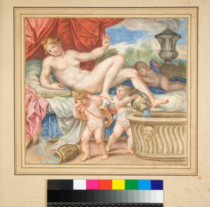 Liegende Danae mit den gezeigten Cupidos von Pietro Santi Bartoli