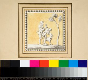 Drei silberne Paneele von der Vorderseite einer Holztruhe von Pietro Santi Bartoli