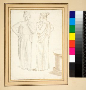 Zwei Ansichten einer Bronzestatuette von Pietro Santi Bartoli