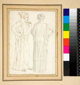 Zwei Ansichten einer Bronzestatuette von Pietro Santi Bartoli