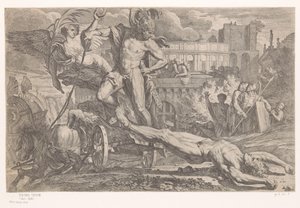 Achilles mit dem Leichnam von Hector hinter seinem Triumphwagen von Pietro Testa