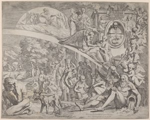 Eine Allegorie zu Ehren von Innozenz X. von Pietro Testa