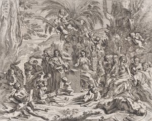 Eine Allegorie der Malerei, ein Kind in der Mitte links zeichnet auf einem Tablet, umgeben, 1637-38
