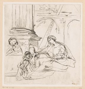 Heilige Familie mit zwei Kindern von Pietro Testa