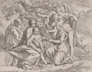 Die Heilige Familie von Engeln gespeist, ca. 1642-44 von Pietro Testa
