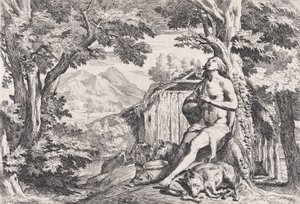 Der verlorene Sohn unter den Schweinen, aus einer Serie von vier Drucken, ca. 1645 von Pietro Testa