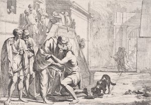 Die Rückkehr des verlorenen Sohnes, der Vater umarmt seinen Sohn, aus einer Serie von Pietro Testa